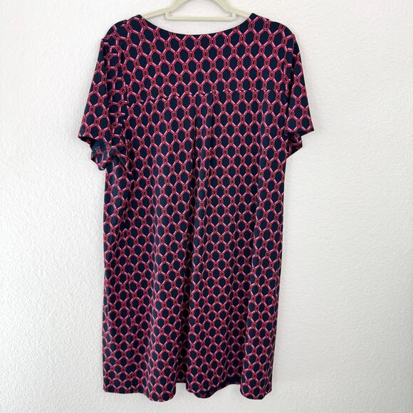 J. Jill Womens Wearever Collect T Shirt Dress Size XL Petite Mod Geo Navy Blue - Picture 5 of 9